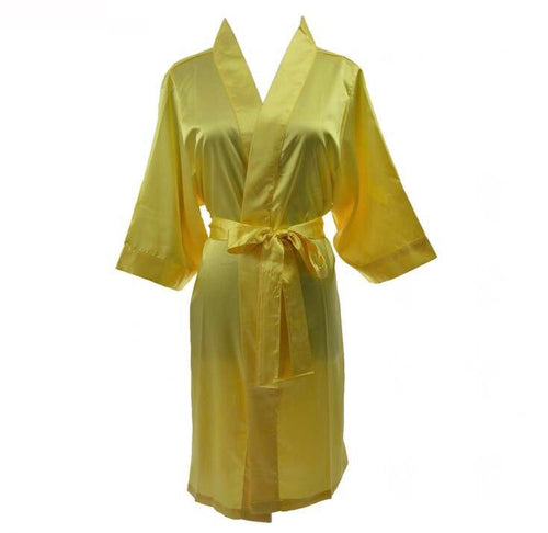 Yellow satin robe