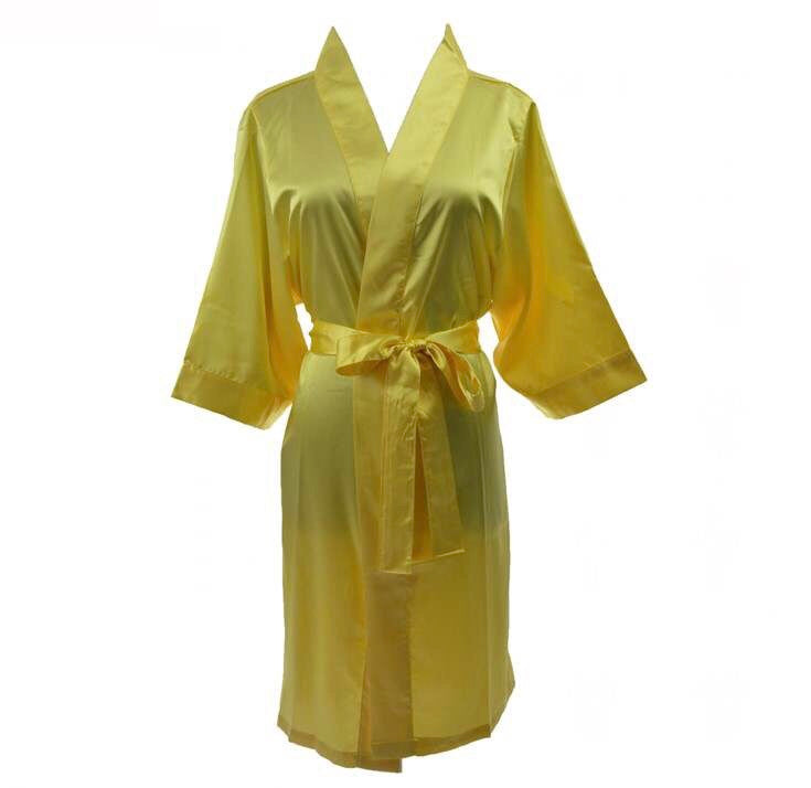 Yellow satin robe