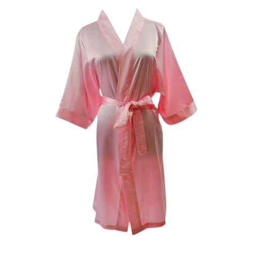 Pink satin robe