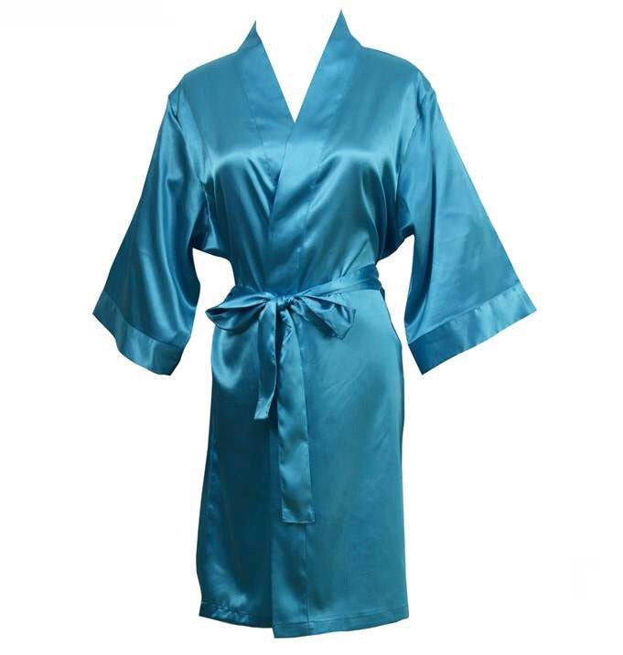 Turquoise satin robe