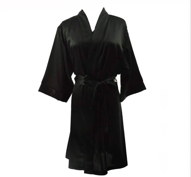 Black satin robe