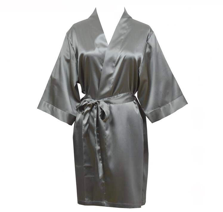Gray satin robe