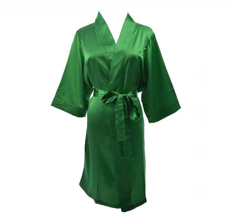Green satin robe